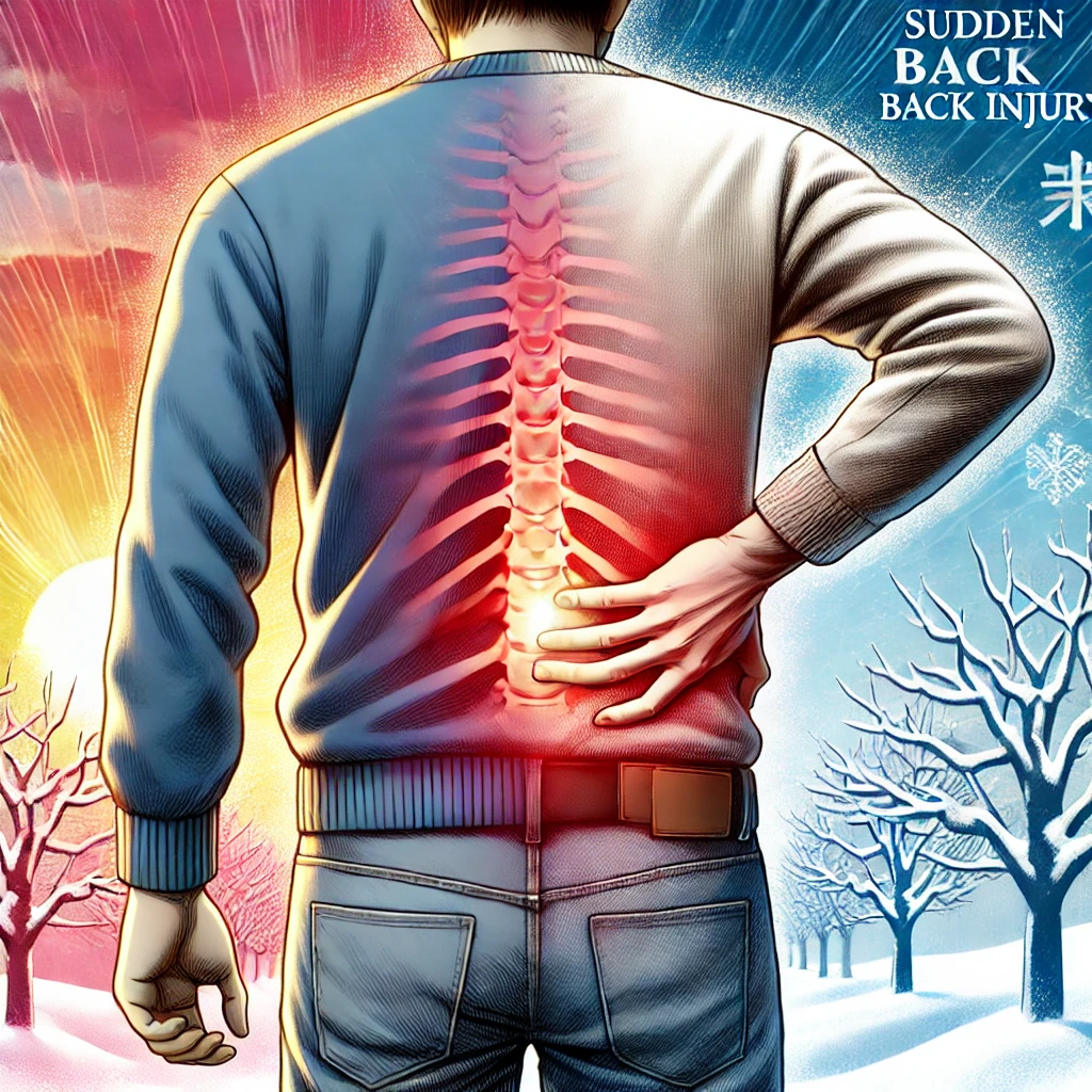 寒暖の差で腰痛が起こっている様子